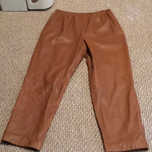 NWOT, NORDSTROM, XLpetite, Camel color, faux leather pants with side hip pockets - Picture 4 of 5